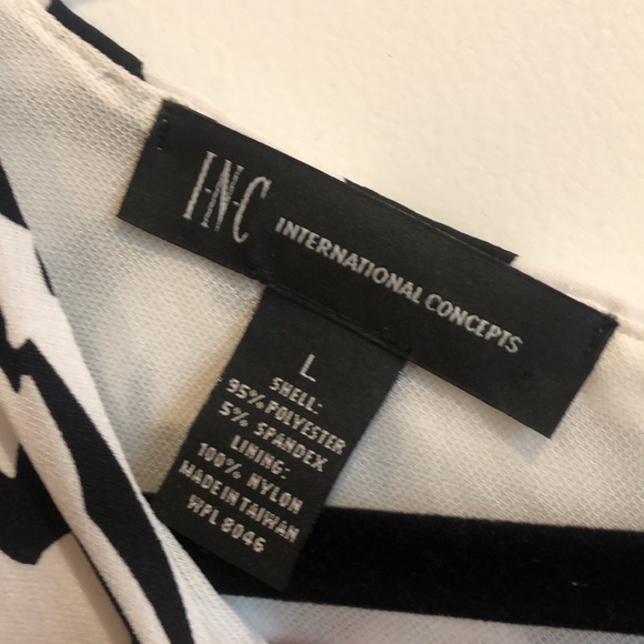 INC International Concepts white and black patterned dress EUC size L - Picture 5 of 5
